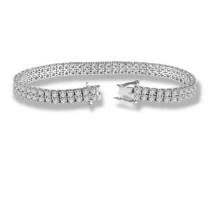 Bracelet et bracelet Moissanite en diamant de taille ronde réglable en or blanc pour mariage - Product Image 3