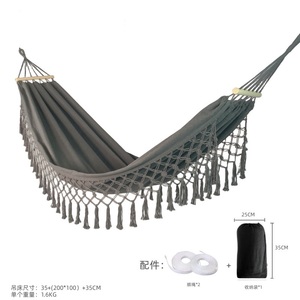 <span class=keywords><strong>Hamac</strong></span> <span class=keywords><strong>en</strong></span> <span class=keywords><strong>bois</strong></span> massif anti-renversement simple ou double <span class=keywords><strong>en</strong></span> toile verte épaissie avec pompon <span class=keywords><strong>en</strong></span> toile pour le camping - Product Image 3