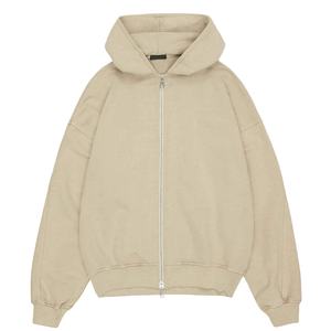 Sudaderas con capucha y cremallera de hombro caído de peso pesado para hombre, sudaderas con capucha de gran tamaño con cremallera de rizo francés de algodón 100%, sudadera recortada cuadrada para hombre - Product Image 1