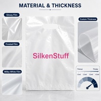 Sacs de courses en plastique personnalisés avec logo imprimé, couleur, épaisseur, emballage, poignée découpée en PE blanc, sacs cadeaux pour la vente au détail