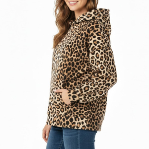 เสื้อฮู้ดดี้ลายเสือดาวดีไซน์ล่าสุด ทรงโอเวอร์ไซส์ สไตล์ลำลอง สำหรับผู้หญิง ขายส่ง เสื้อฮู้ดดี้แฟชั่นใหม่ สไตล์สวมหัวสำหรับผู้หญิง - Product Image 3