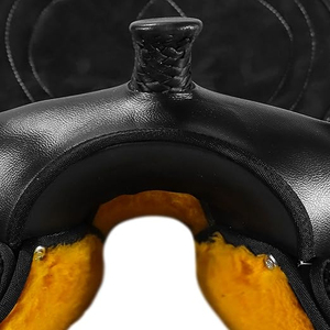 Selle d'équitation anglaise de dressage de haute qualité en cuir véritable, selle de saut d'obstacles en cuir souple de haute qualité avec arçon en bois - Product Image 3