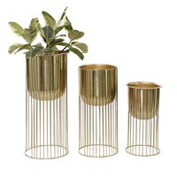 Support de jardinière surélevé en métal doré avec revêtement en poudre |   Décoration personnalisée avec logo pour la maison, le bureau, l'hôtel, le jardin |   Pot de fleurs durable et écologique