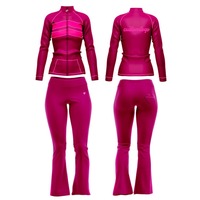 Ensemble de survêtements pour femmes en tricot gaufré, 2 pièces, veste à fermeture éclair et pantalon évasé, ensembles de sweat-shirts en tricot gaufré pour femmes