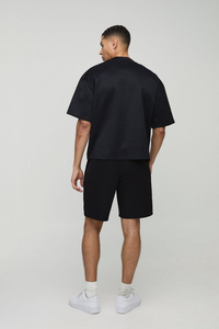 Ropa de calle, pantalones cortos de chándal y conjuntos de camiseta, nuevo diseño, 100% algodón, lavado ácido, hombro caído, conjunto doble para hombres - Product Image 5