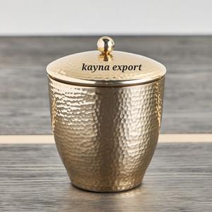 Luxury Hand Engraved Stainless Steel & Glass Jar Storage Easy to Clean Gold Finished Handcrafted Fancy <b>Bathroom</b> <b>Set</b> <b>Accessories</b> - Product Image 2