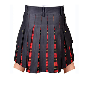 Kilt en laine acrylique Poche cargo Style à la mode Service de gros Logo personnalisé Gris Tweed Kilt 16oz Tissu en laine acrylique - Product Image 4