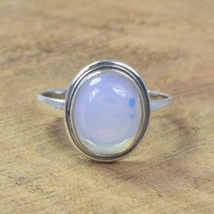 Opalite laiteuse 925 bijoux en argent Sterling pierres précieuses élégant Simple anneau forme ronde anneau octobre mois pierre de naissance cadeau pour elle - Product Image 5