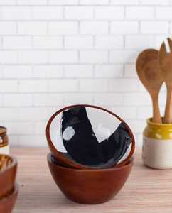 Ensaladera de madera ecológica hecha a mano de primera calidad con diseño impreso en esmalte y a juego, perfecta para cenas de lujo y juegos de regalo - Product Image 3