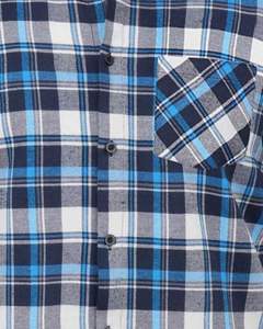 Chemise en flanelle à carreaux bleu et blanc pour homme, personnalisée, manches longues, boutonnée, avec poche poitrine, chaude, douce, OEM sur mesure - Product Image 5