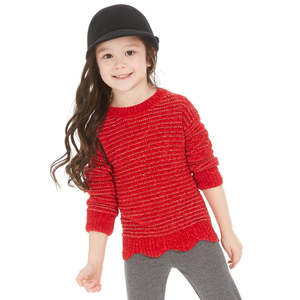 Maglione rosso in ciniglia con bordi smerlati per bambina Epic Threads, taglia 2T - Product Image 1