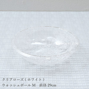 Bol de lavage en résine méthacrylique transparente blanche à motif floral de rose, taille M, durable, résistant à la chaleur jusqu'à 70°C, 1,8 L, sans cadeau - Product Image 1