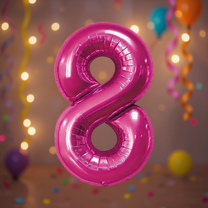 Globo de fiesta Party Love Número Fucsia N8 45cm Bolsa de 12 piezas - Product Image 3