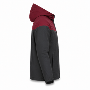 Veste coupe-vent à capuche personnalisée pour homme, bordeaux anthracite, légère, imperméable, en polyester et élasthanne, pour l'extérieur, colorblock, OEM privé - Product Image 5