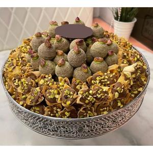 Plateau de bonbons sucrés au design de luxe Plateau ou plateau en métal rond de la plus haute qualité Porte-desserts pour les fêtes de mariage Prix le plus bas - Product Image 5