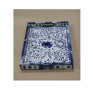 Plateau de service rectangulaire en os incrusté, écologique, taille personnalisée, style américain, qualité alimentaire, multifonction, finition polie pour la maison - Product Image 4