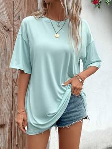 Camisetas de peso pesado para mujer, camiseta informal para mujer, camiseta de gran tamaño para mujer - Product Image 4