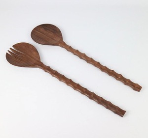 Cuillère fourchette en bois peinte à la main couverts à salade vaisselle de designer outil de service à salade logo personnalisable ustensiles de cuisine - Product Image 3