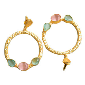 Pendientes de Perlas de Latón al por Mayor, Diseño de Piedra Natural en Bruto, Acabado de Latón Satinado, Hipoalergénicos, Listos para Usar, Envío al por Mayor - Product Image 2