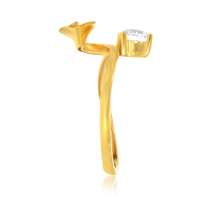 Single Floral Stone Gold <b>Ring</b> Luxury Gold Tone Rose Blossom <b>Ring</b> with Sparkling White <b>Crystal</b> Accent and Elegant Curved Band - Product Image 3