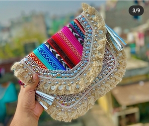 Linen Fabric <b>Boho</b> Tribal Pouch Bohemian Evening Clutch <b>Bags</b> for Women Embroidery Style Clutch <b>Bag</b> for Women Wholesale - Product Image 4