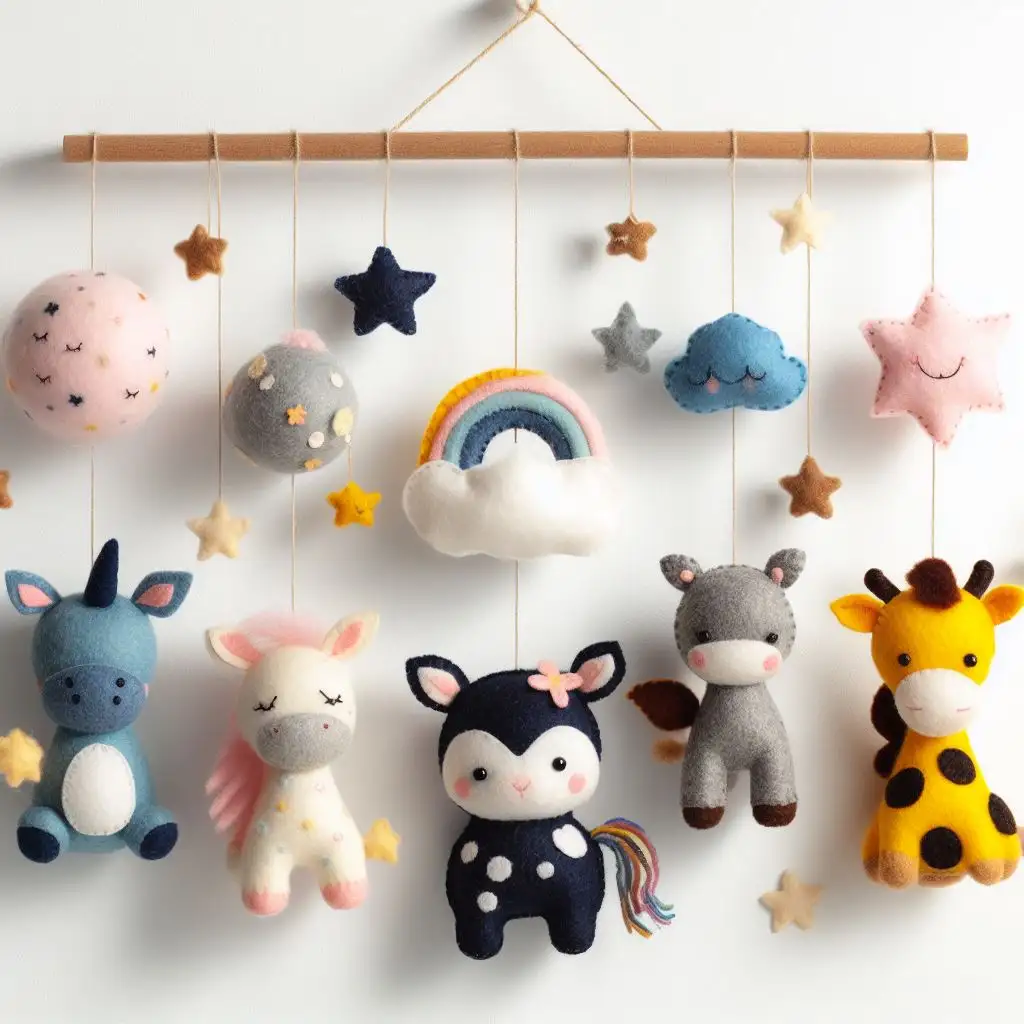 Leve Eco-Friendly feltro móvel para berços do bebê-adorável pendurado brinquedo decoração para bebês Quartos