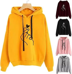 Sweat à capuche imprimé pour femmes, pull en molleton de coton de couleur unie pour l'hiver, design décontracté, nouvel arrivage - Product Image 4