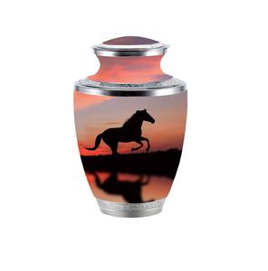 Prix de gros Urne de crémation en aluminium pour adultes avec cheval courant dans l'eau Urnes de finition personnalisées - Product Image 6