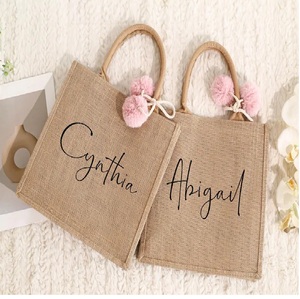 Bolsas de yute personalizadas para la playa, bolsas de regalo para despedida de soltera y despedida de soltera, bolsas de regalo con asas dobles, cierre abierto - Product Image 5