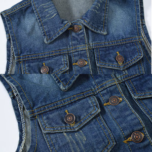 Gilet en jean pour femmes, logo personnalisable, coupe-vent, grande taille, style décontracté, vêtements d'extérieur été-hiver, décoration boutonnée, gilet en jean - Product Image 3