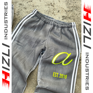 Pantalones Deportivos Vintage Gris Jaspeado, Cintura Elástica, Rayas Laterales, Corte Holgado, Logotipo Serigrafiado, Transpirables, Lavado Desgastado - Product Image 6
