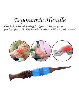 Crochets multicolores en bois faits à la main poignée ergonomique crochet à tricoter 3mm à 12mm aiguilles à tricoter à poignée souple - Product Image 4