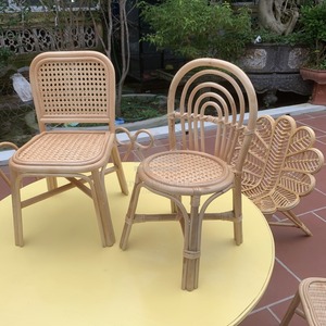 Chaise en rotin naturel Design unique Chaise en rotin rose jaune Mobilier pour chambre d'enfant Chambre à coucher - Product Image 5