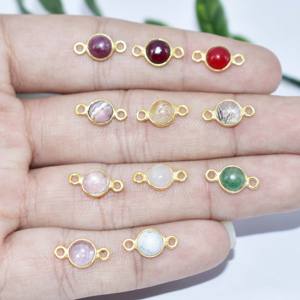 ตัวเชื่อมต่อขนาดเล็กสีดำทำด้วยมือชุบทองตัวเชื่อมต่อพลอยเรียบแบบ Boho เครื่องประดับของขวัญแบบฮิปปี้ - Product Image 3