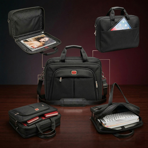 Borsa Portadocumenti Impermeabile in Tessuto Oxford da 15,6 Pollici, Valigetta Grande Casual di Lusso per Uomo con Cerniera in Pelle PU per Lavoro - Product Image 2