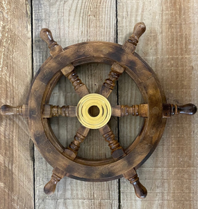 Roue de bateau décorative en bois | Bateau de pirates | Décor fait main de roue de bateau de maison - Product Image 2