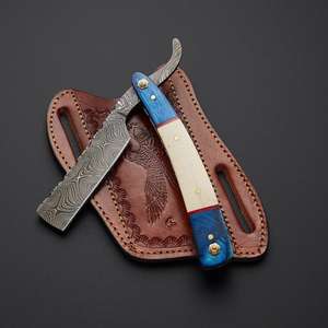 2025 Drop Shipping Handcrafted Damascus Steel Single-Edge Professional <b>Razor</b> Safe Feature Hot Sale Leather Sheath <b>Razor</b> <b>Blade</b> - Product Image 6