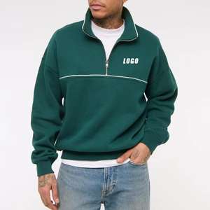 Demi-fermeture éclair Épaule tombante Sportswear Tech Polaire Col haut Quart Zip Pull pour hommes Logo personnalisé Quart Zip Sweat - Product Image 2