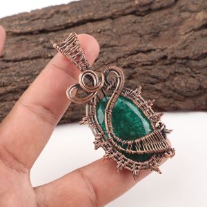 Sakota Mines <b>Emerald</b> Fashion <b>Pendant</b> Charm Oval Cut Gemstone Silver Plated Copper Wire Wrapped For Wedding Anniversary Gift - Product Image 1