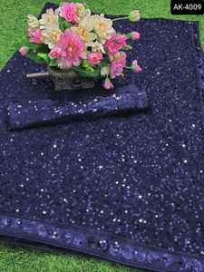 Saree en Georgette de créateur indien avec chemisier en soie Banglory fantaisie pour vêtements de fête Vêtements indiens et pakistanais pour femmes - Product Image 3