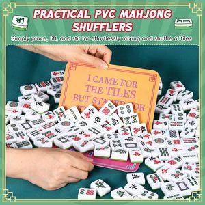 Colorful Wavy Scalloped Edge <b>Plastic</b> Mahjong <b>Tile</b> Mixer Lightweight Portable Shuffling Card Travel Camping Family Party Mahjong - Product Image 6