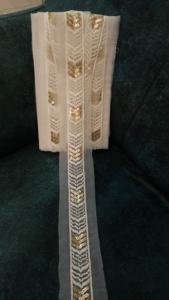 Tela de encaje de tul francés con cuentas bordadas de lujo de alta calidad con lentejuelas y perlas para vestidos y zapatos de novia - Product Image 5