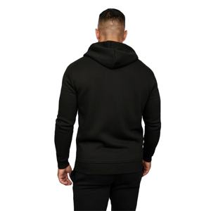 En gros Usine Noir Épais Tissu Lourd 320gsm 100% coton Personnalisé Full Zip Up Strass Transfert Logo Hoodie Hommes Et Wome - Product Image 3