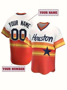 Camiseta de béisbol personalizada para hombre, Camiseta deportiva de poliéster con cuello en V bordada, camisetas de béisbol con nombre y número personalizados - Product Image 2