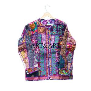 Chaqueta Vaquera Personalizada con Diseño Tribal de Puntos Elásticos Orgánicos, Bordada, Acolchada, Transpirable, con Temática Banjara, Decoración del Hogar - Product Image 1