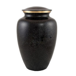 Urna de cremación de aluminio recubierta de esmalte, textura negra, urna de cremación hecha a mano, diseño barato - Product Image 1