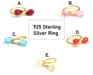 Bijoux en argent Sterling 925 plaqué or, bague de mariage multi-pierres précieuses réglables à la mode - Product Image 2