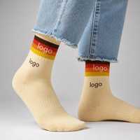 Nouvelle Arrivée Chaussettes d'extérieur tendance, confortables, côtelées, rayées rétro, avec logo personnalisé, de haute qualité