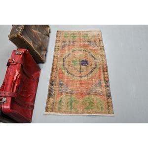 พรมวินเทจสไตล์ตุรกี ขนาด 2.3x4.3 ฟุต พรมขนาดเล็ก สีส้มล้วน - Product Image 1