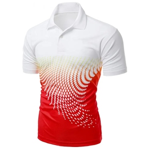 Polo de sublimación de algodón Premium para hombre, manga corta con botones de cuarto, cuello vuelto, Golf, tenis, negocios, verano, Top - Product Image 1
